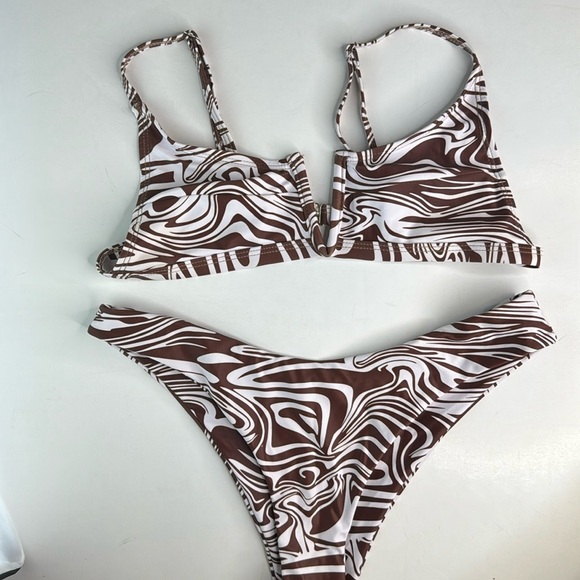 NEW Shein Bikini SET Brown White Animal Print - Picture 4 of 13